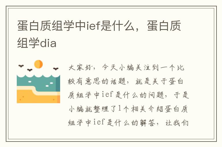 蛋白质组学中ief是什么，蛋白质组学dia