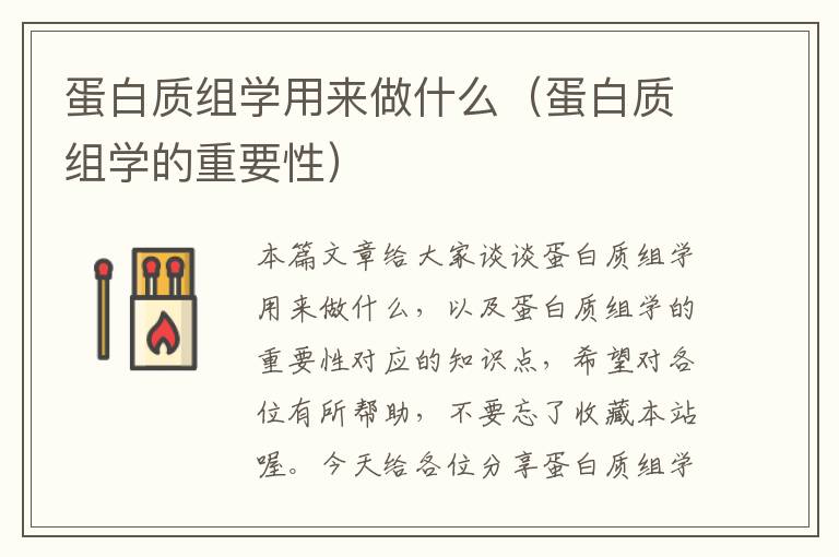 蛋白质组学用来做什么（蛋白质组学的重要性）