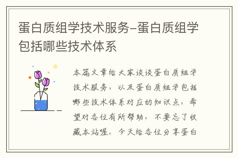 蛋白质组学技术服务-蛋白质组学包括哪些技术体系