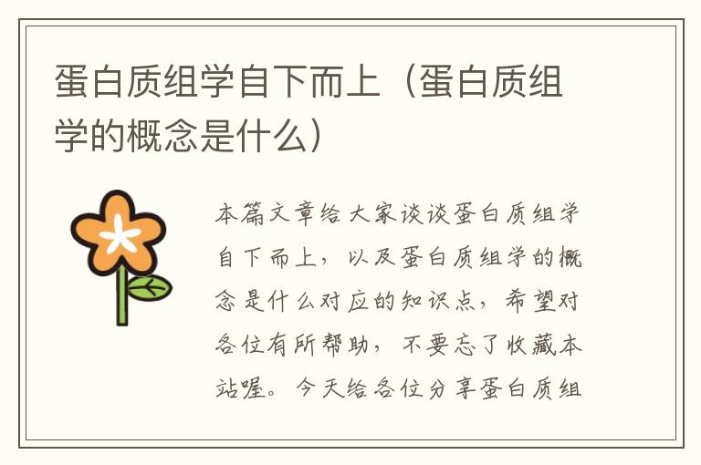 蛋白质组学自下而上（蛋白质组学的概念是什么）