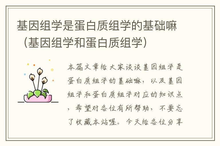 基因组学是蛋白质组学的基础嘛（基因组学和蛋白质组学）