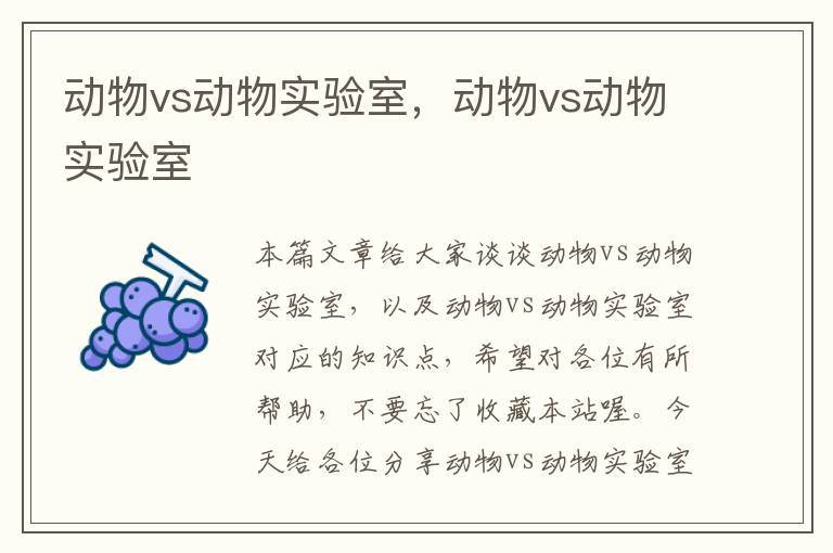 动物vs动物实验室，动物vs动物实验室