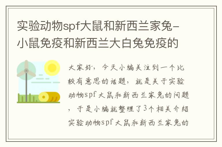 实验动物spf大鼠和新西兰家兔-小鼠免疫和新西兰大白兔免疫的剂量有什么差别,为什么