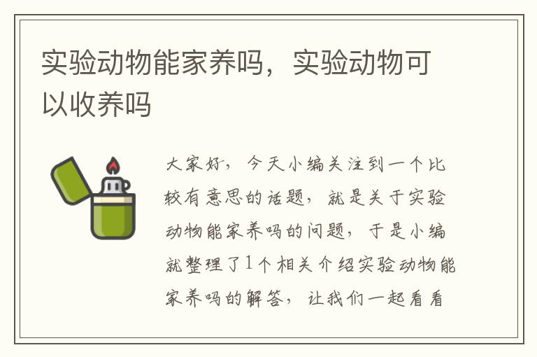 实验动物能家养吗，实验动物可以收养吗