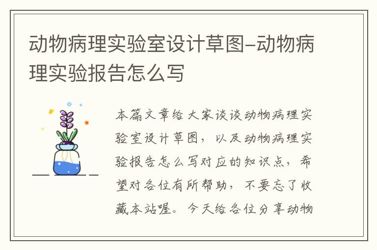 动物病理实验室设计草图-动物病理实验报告怎么写